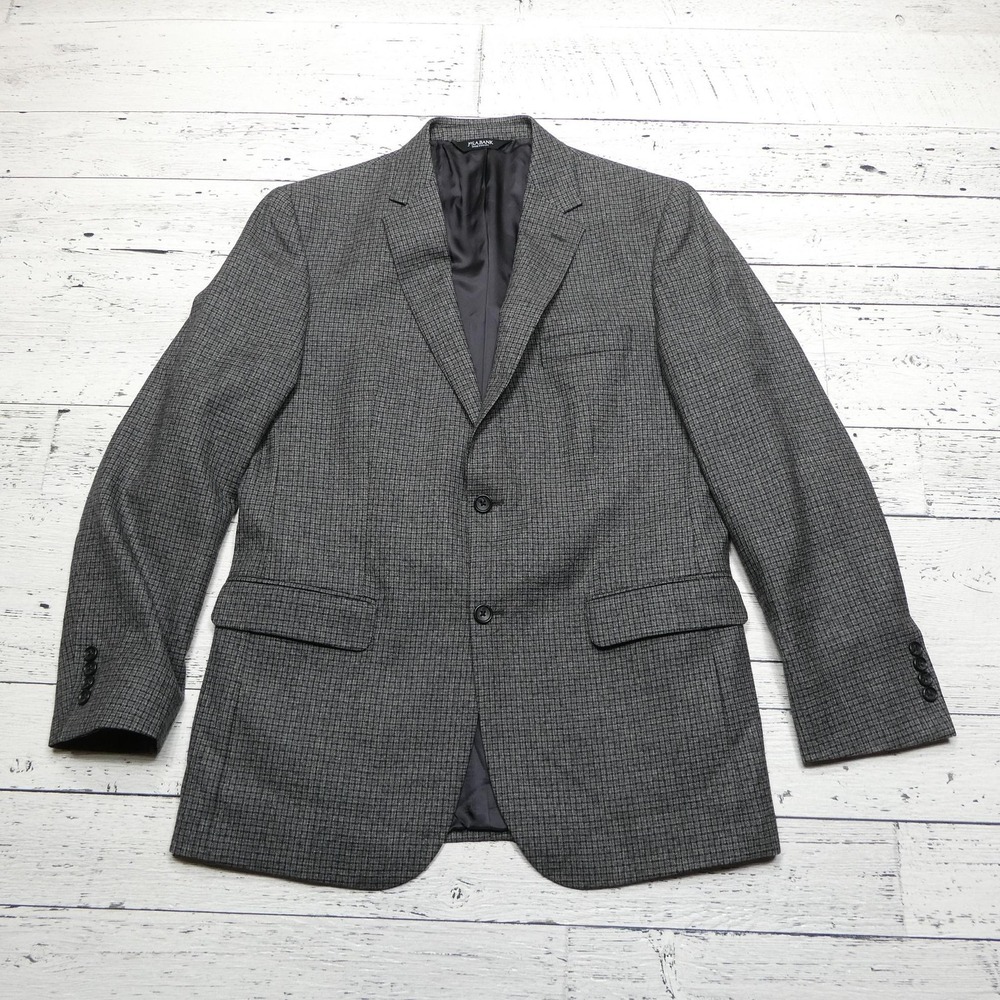 Jos. A. Bank Blazer Mens 42 Long‎ Gray Wool Tailored Fit Signature Houndstooth